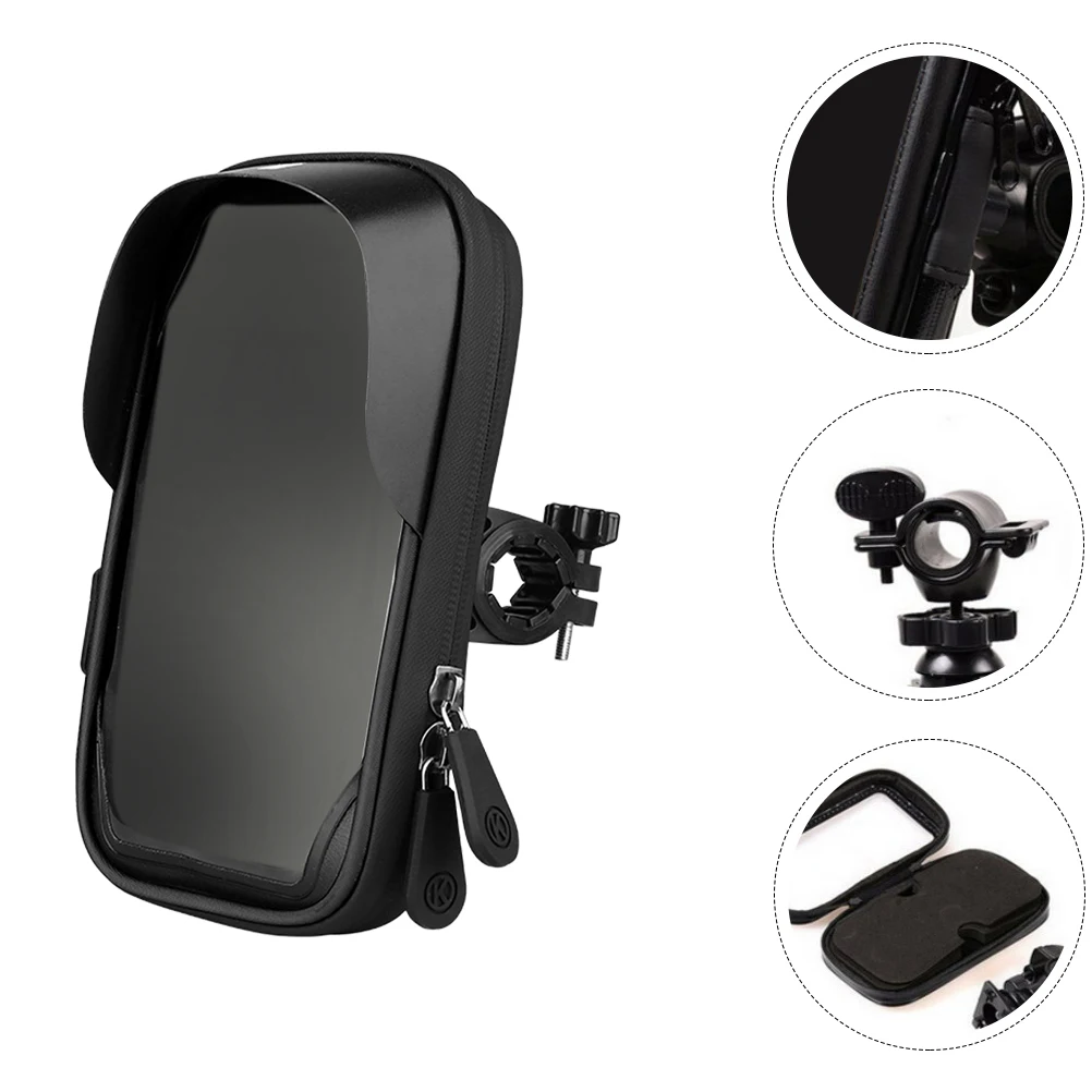 Borsa per telefono da bici Custodia impermeabile per cellulare con supporto regolabile per manubrio o telaio Chiusura con cerniera trasparente Conveniente