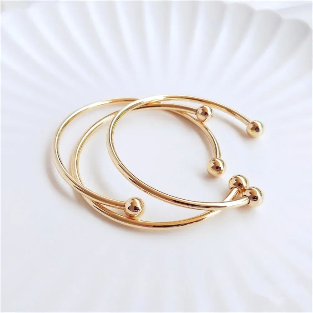 

14K Gold Solid bracelet round bead bracelet Gold bead removable string accessories Pendant Transfer bead DIY jewelry