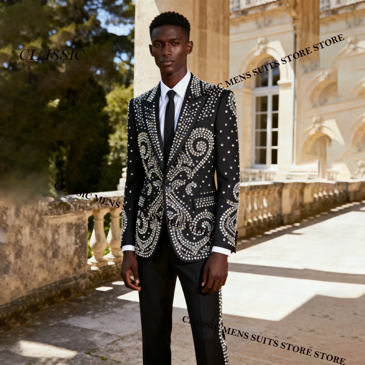 

Роскошные металлические ювелирные изделия с орнаментом, смокинг, мужские костюмы, комплект из 2 предметов, свадебный жених, мужской пиджак для выпускного вечера, тонкий вечерние Ternos Completo по индивидуальному заказу