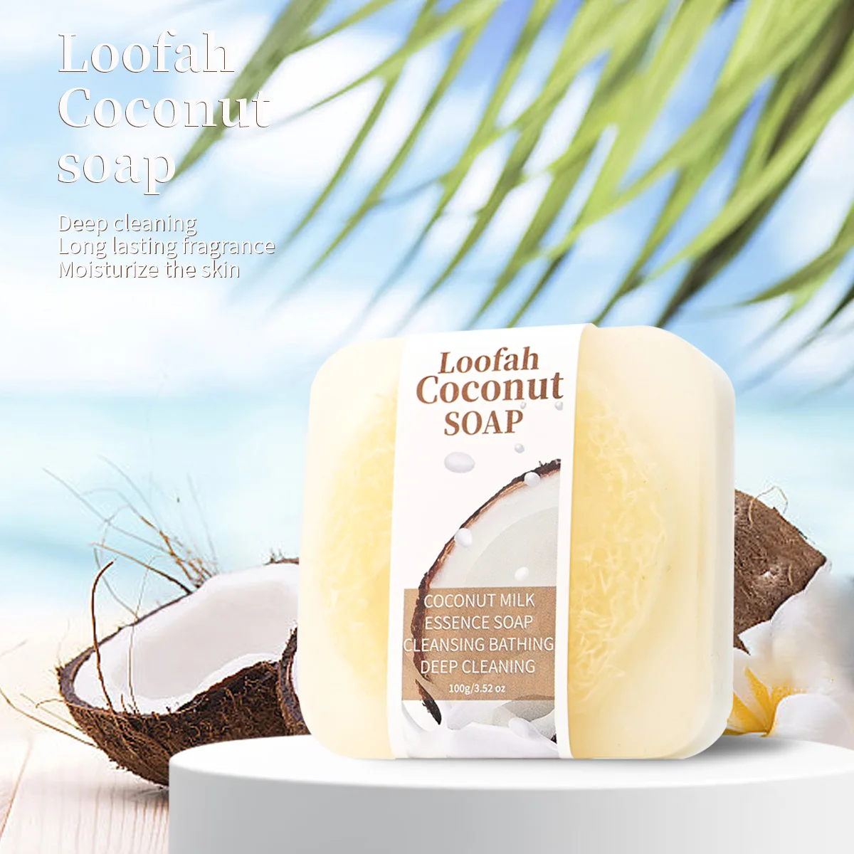 

Мыло с натуральным кокосовым маслом из люфы, глубоко очищающее физическое отшелушивающее мыло ручной работы, мыло с эфирным маслом оливкового растения