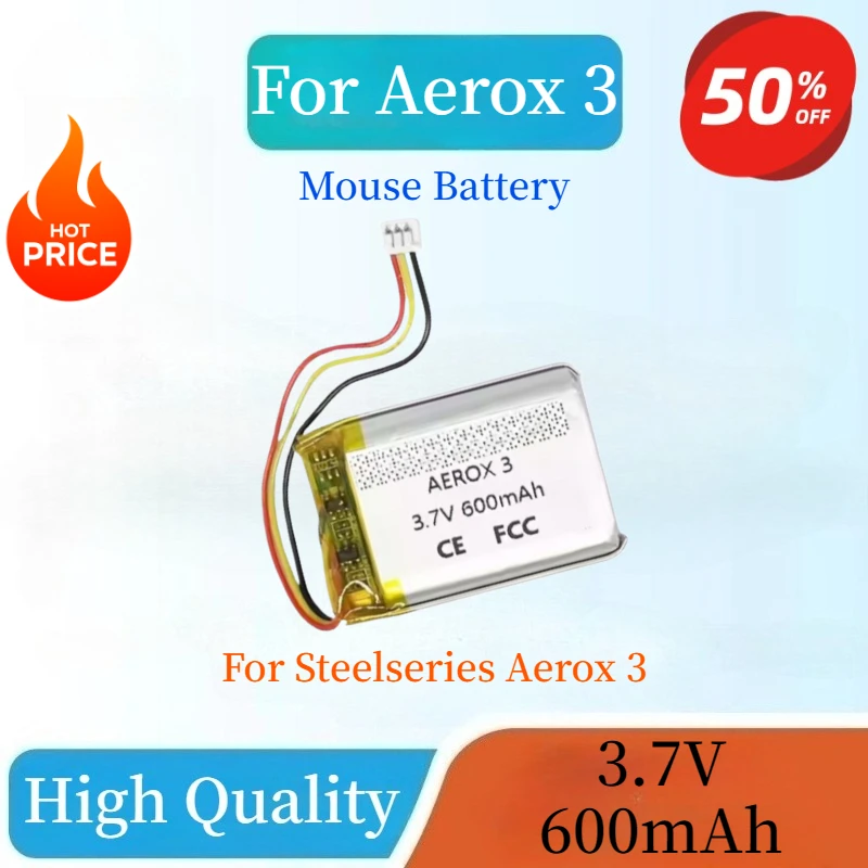 

High Quality 3.7V 600mAh Replacement Gaming Mouse Battery For Steelseries Aerox 3 Brand-New