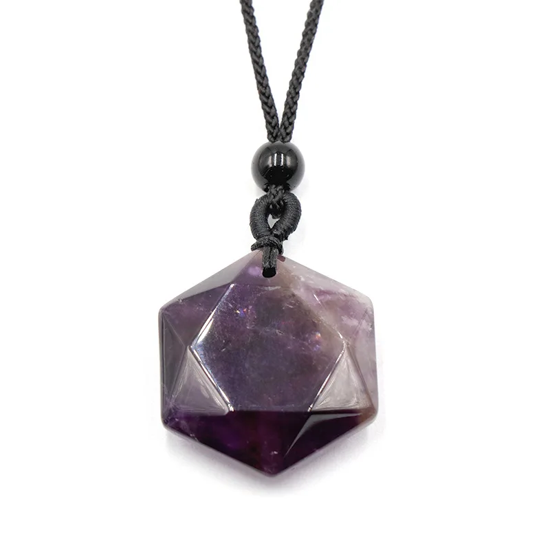 Hexagramm-Stern-Anhänger aus Naturstein, verstellbares Seil, Achat-Kristall-Charms, Pullover-Kette, Halskette für Damen und Herren, Schmuckgeschenk – Detail 10