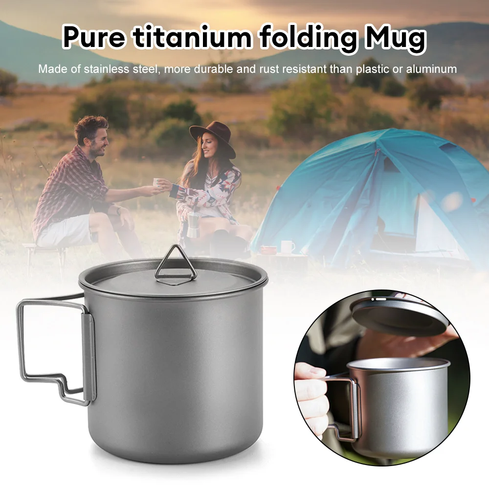 

Camping Mug Titanium Cup Tourist Tableware Picnic Utensils Outdoor Kitchen Equipment With Tableware Travel Cooking Set Cookware