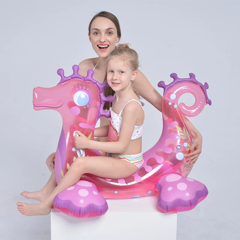 Inflatable Pool Float Hippocampus Swimming Ring Cartoon Dinosaur Swimming Seat Floating Summer Water Toys For Children