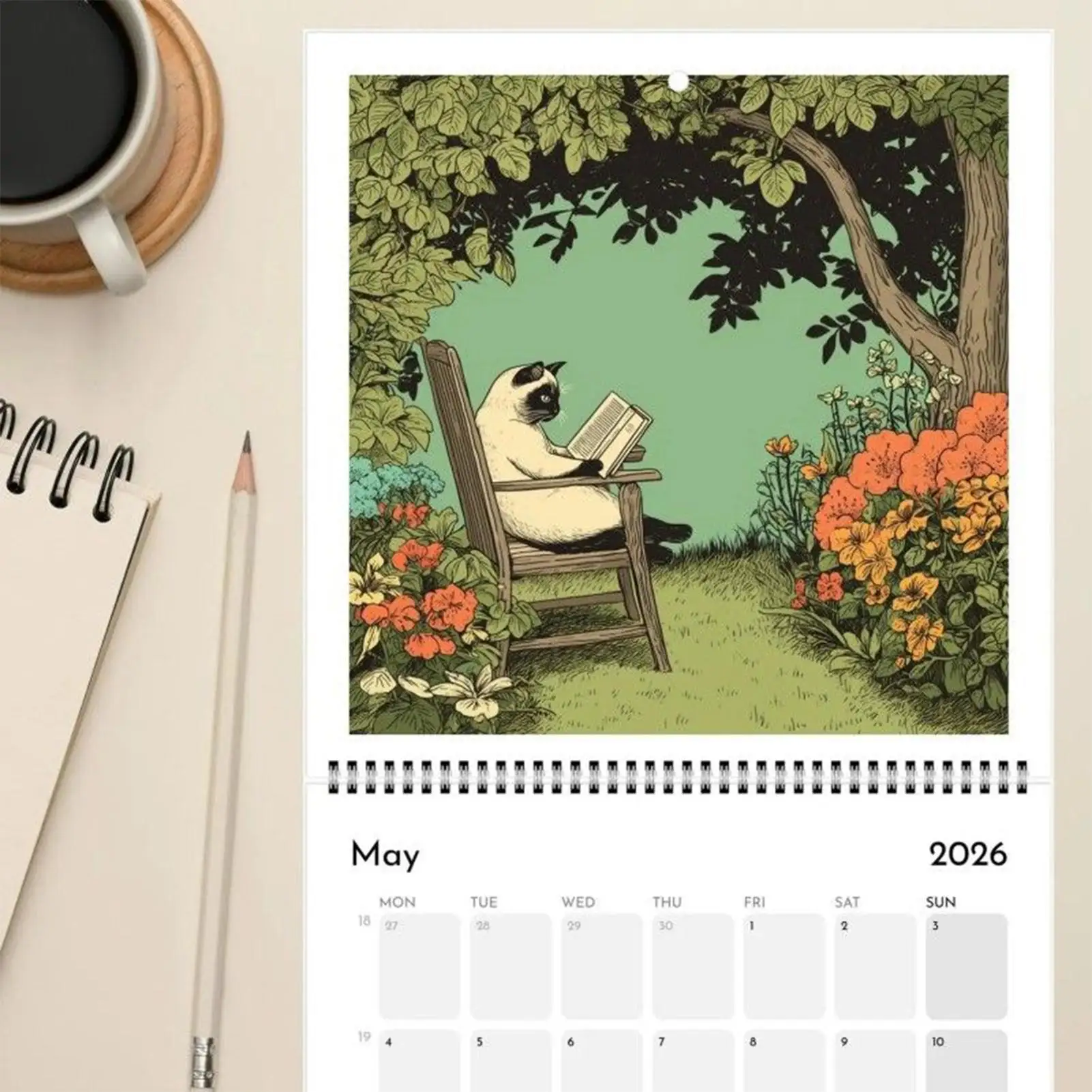 

Настенный календарь на 2026 год, ежемесячный подвесной настенный календарь с изображением кошки, ежемесячный семейный планировщик на 12 месяцев, календарь-органайзер для домашнего офиса