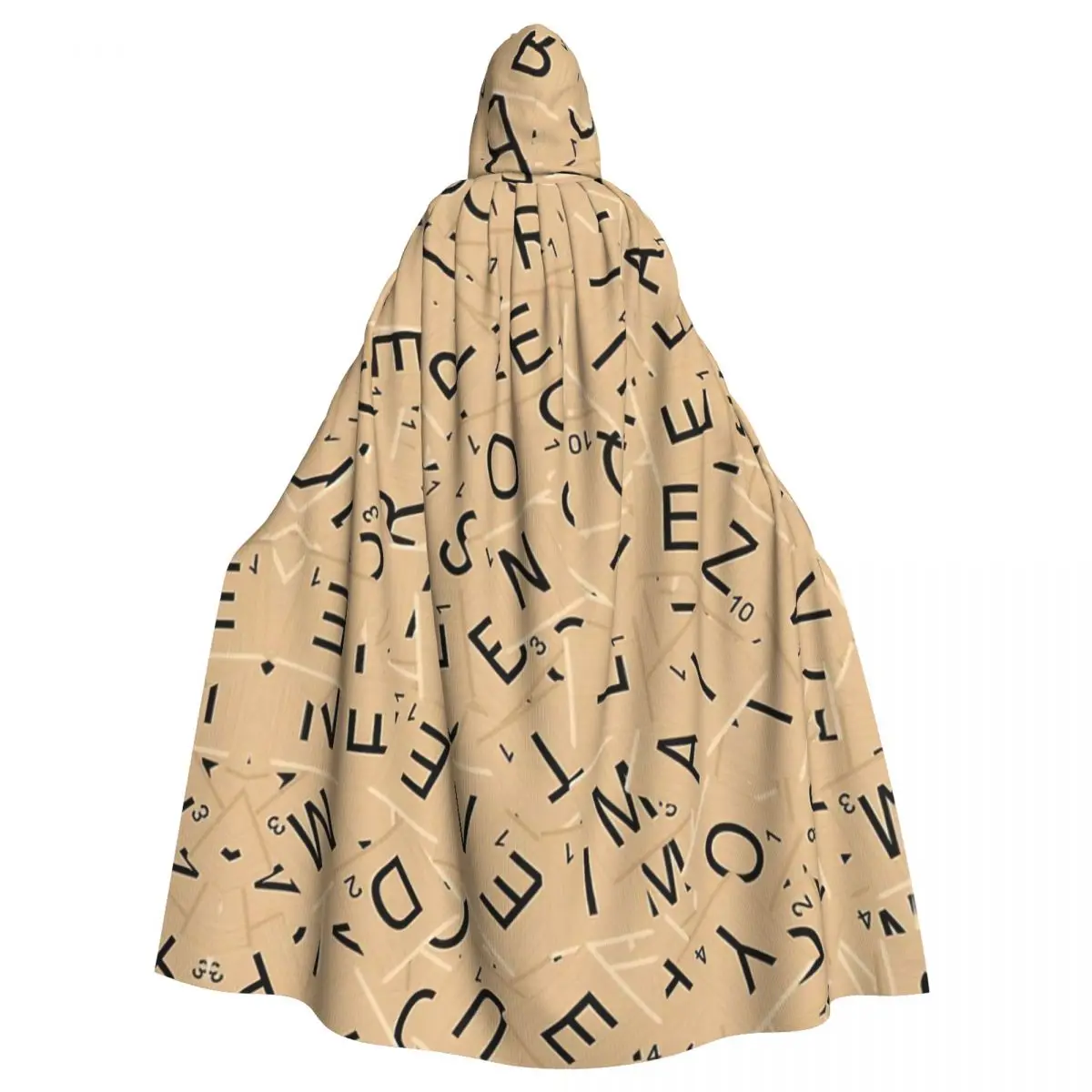 

Scrabble Tiles Jigsaw Hooded Cloak Halloween Party Cosplay Woman Men Adult Long Witchcraft Robe Hood