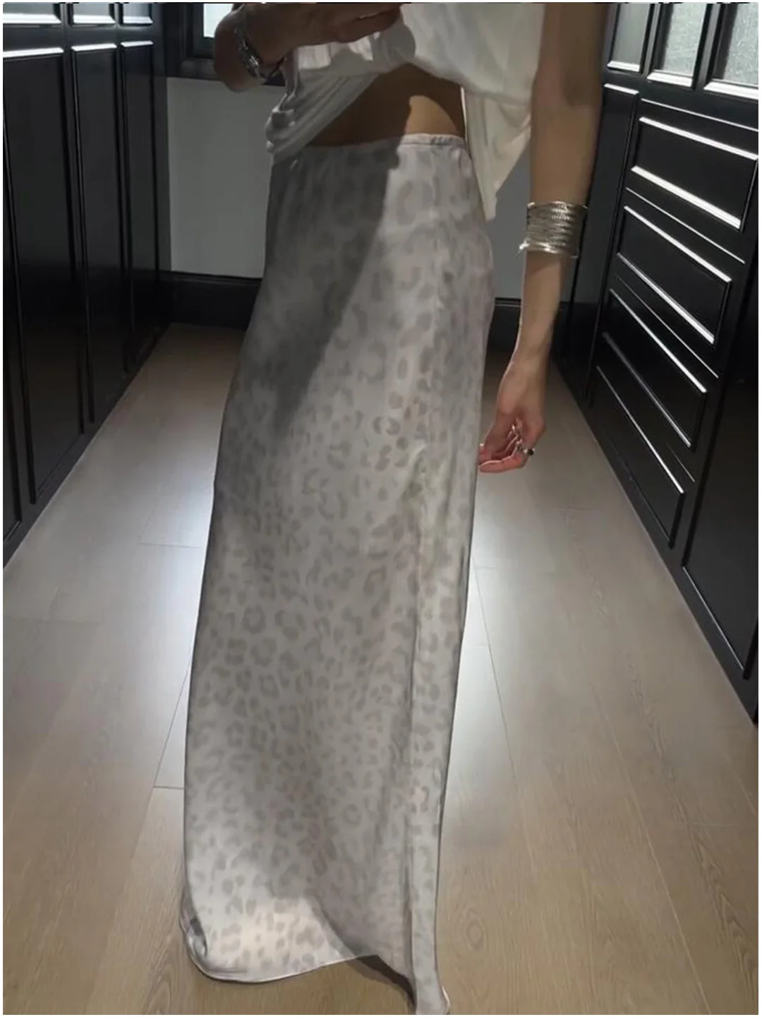 Muse Goddess Milk Grey Leopard Print Halter Neck  Dress Women's Design Sensation Small Batch Spicy High Waist Casual Vers...