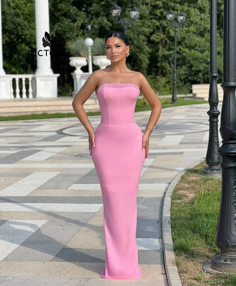 

Pink Shinning Luxury Strapless Evening Dress Tiered Aline Wedding Dresses For Saudi Dubai فساتين سهرة 2025 Customized