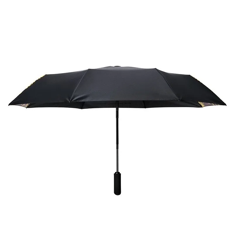 Suitable For Porsche Tri-fold Umbrella Yellow and Black Umbrella Cloth Short Handle Fully Automatic Car Advertising Umbrella
