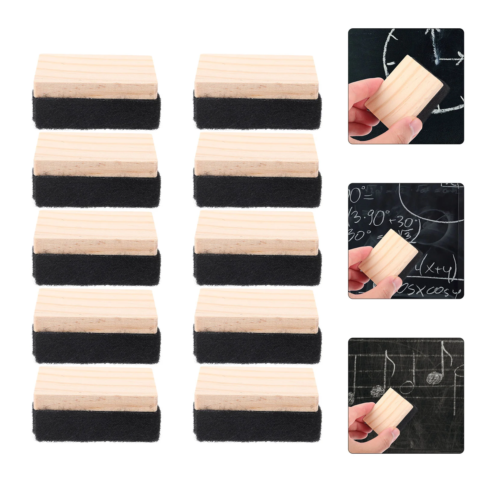 

12 Pcs Mini Blackboard Eraser Whiteboard Erasers for Dry Chalk Reusable Wooden Small Chalkboard Bulk