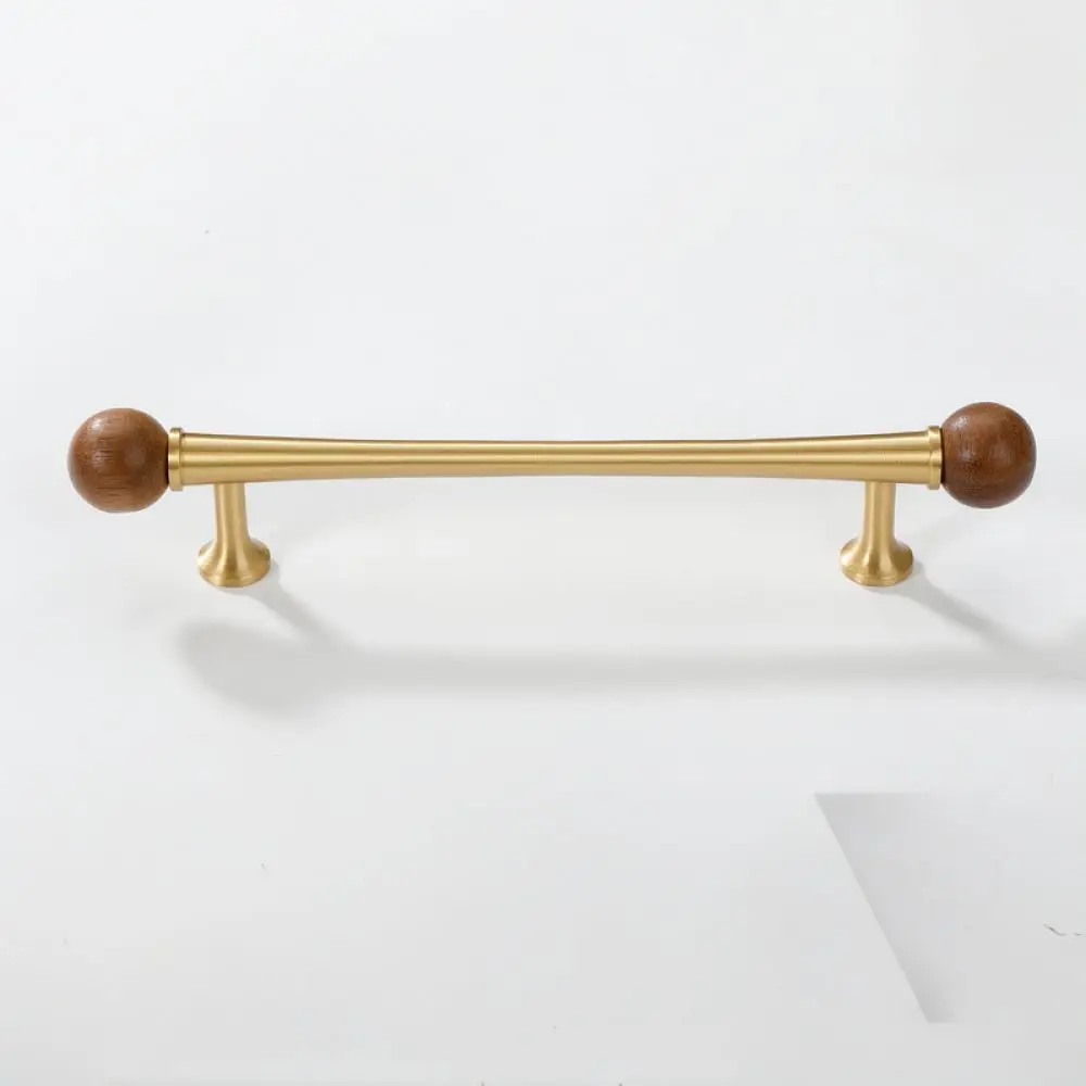 Decorative Walnut Wood Cabinet Handle Brass Furniture Pull Retro Drawer Knob For Yingdun Mid Century Style Home Hardware Fit