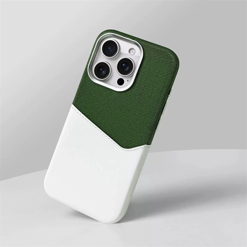 Kartenfachhalter Leinen-Leder MagSafe Handyhülle für iPhone 18Pro 16 15 14 17ProMax Magnetisches Kabelloses Laden Stoßfeste Hülle – Detail 6