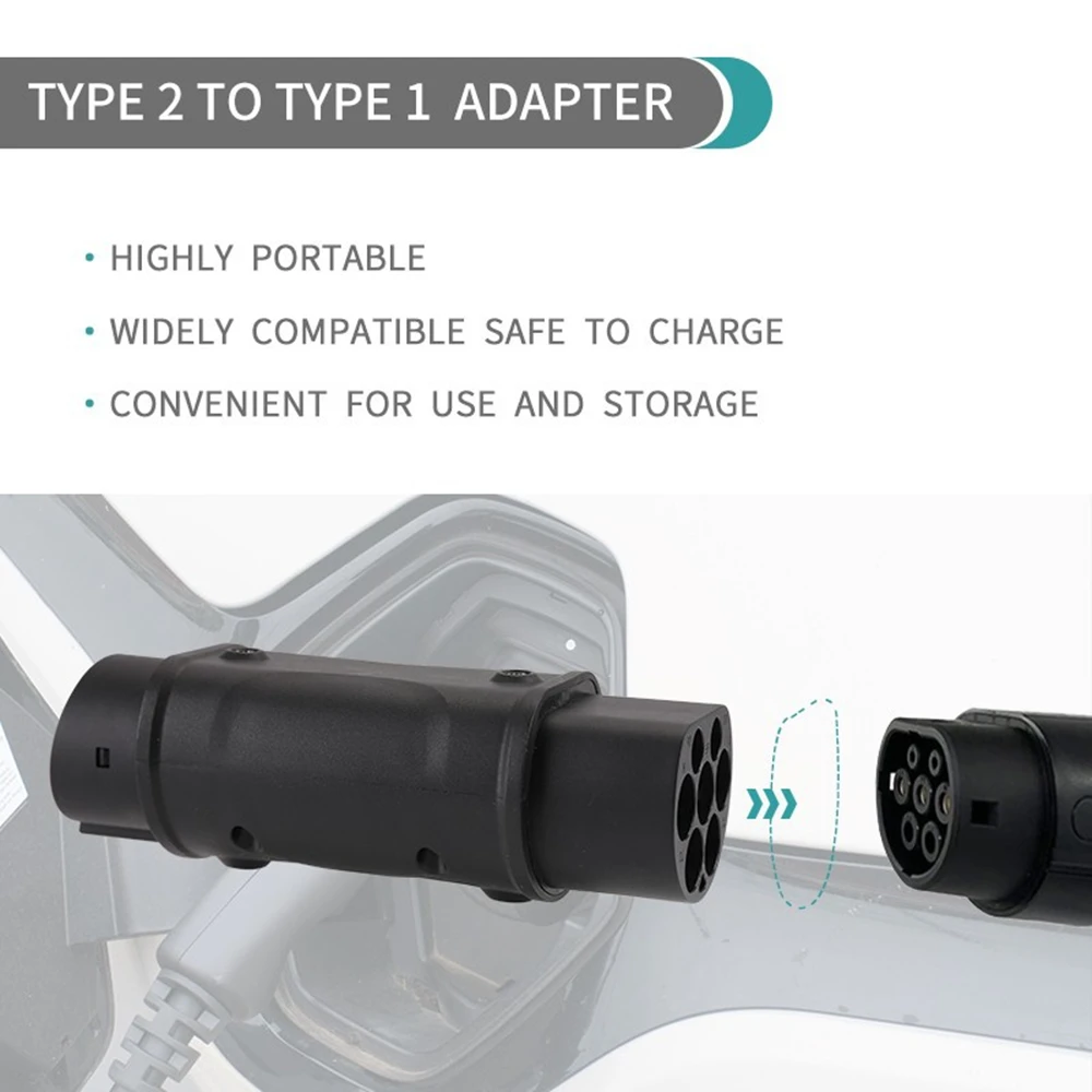 Stasiun Pengisian Konverter Pengisi Daya EV GKFLY 32A Adaptor Pengisi Daya Mobil Listrik IEC 62196 Tipe 2 Hingga J1772 Tipe 1