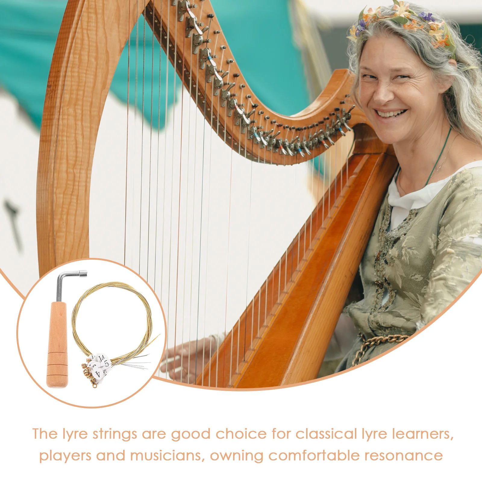 

The Strings Stringed Musical Instrument Tuning Wrench Spanner Component Lyre Harp Metal Tuner