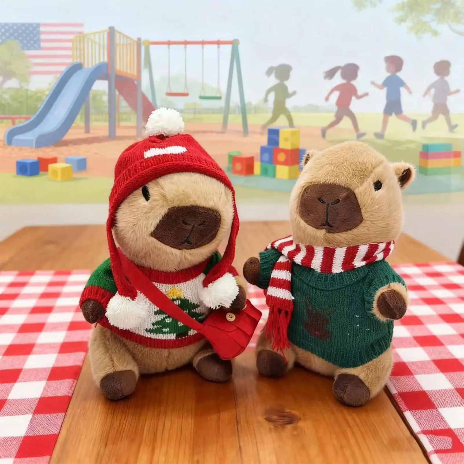 محشوة كابيبارا عيد الميلاد شخصية جميلة 9.8in كابيبارا فستان لعبة للبنين بنات الكبار الشباب الأصدقاء السفر غرفة نوم المنزل سيارة #3