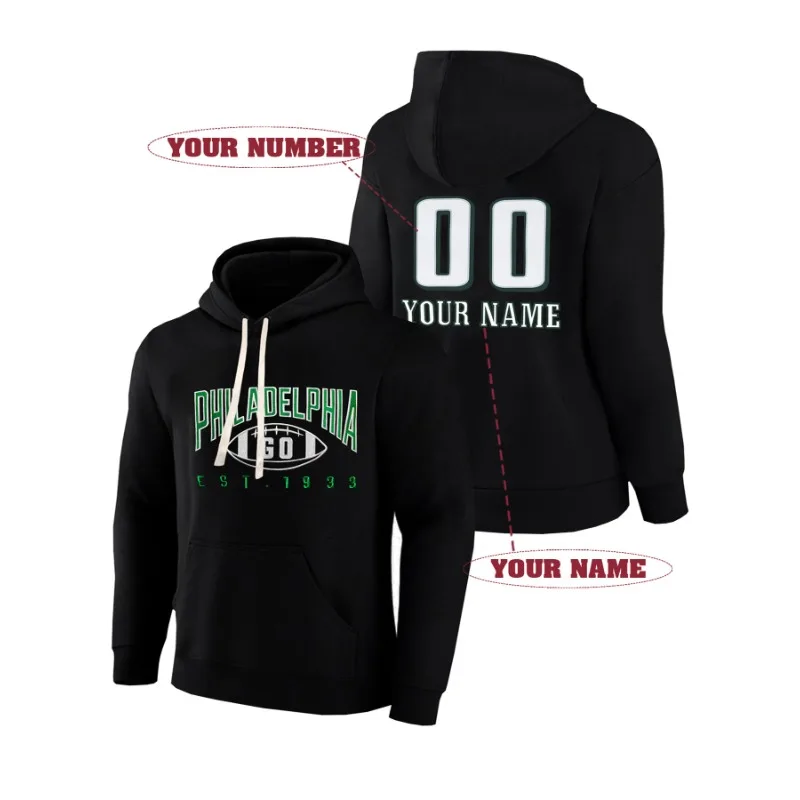 

Custom PHILADELPHIA 1960 Men's Hoodie Personalized Name&Number Embroidery Loose Fit Casual Pullover with Kangaroo Pocket Hoodies