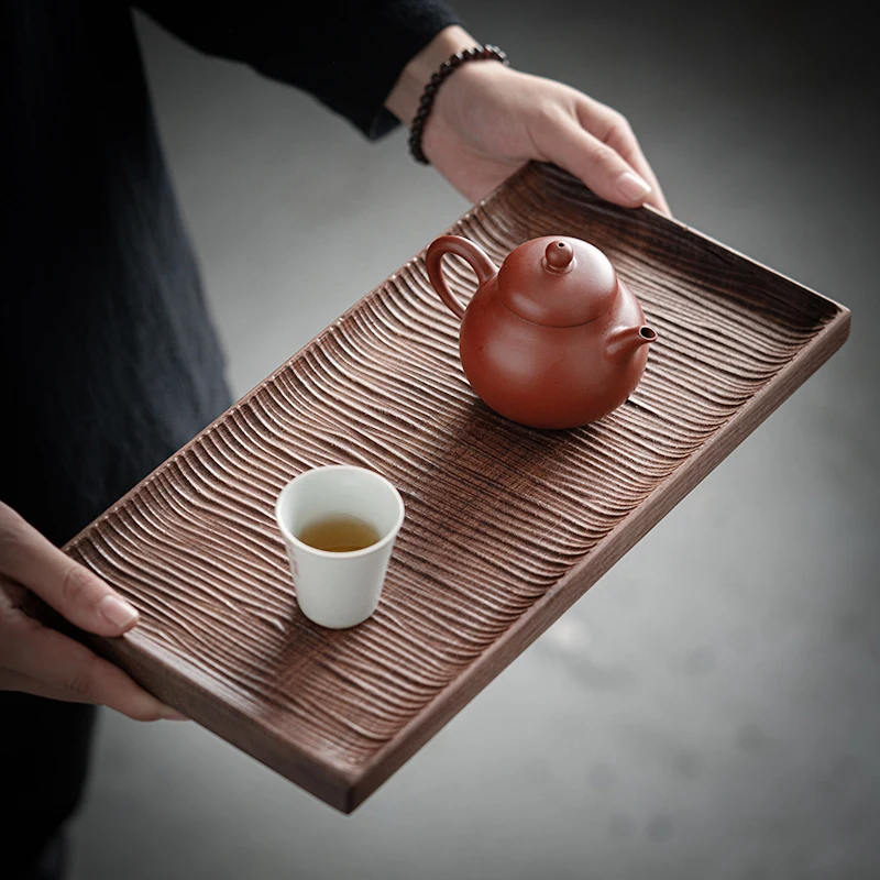 Black Walnut Kung Fu Tea Dry Bubble Plate Retro Cup Rack Multi-functional Living Room Dry Fruit Plate Tableware Storage Tray