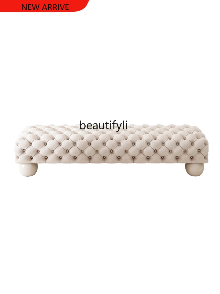 

X French Bed End Stool Pull Buckle Bed End Stool Color Matching Tailstock Soft Bag Bed End Stool