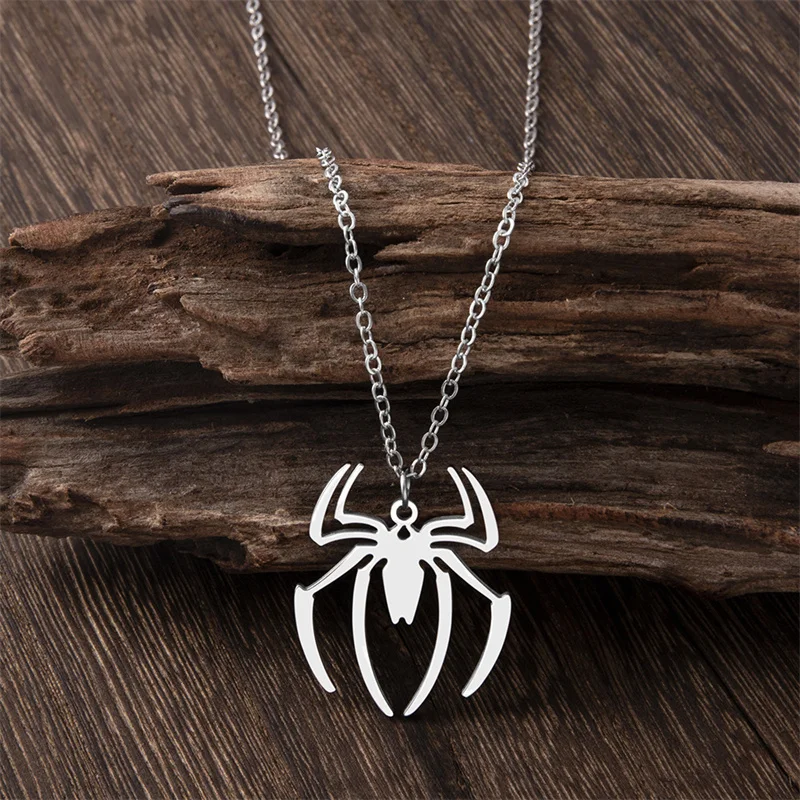 2023 New Spider Shape Movie The Same Necklace Stainless Steel Silver Plated Men's Accessories Hip Hop Trend Gift image 2