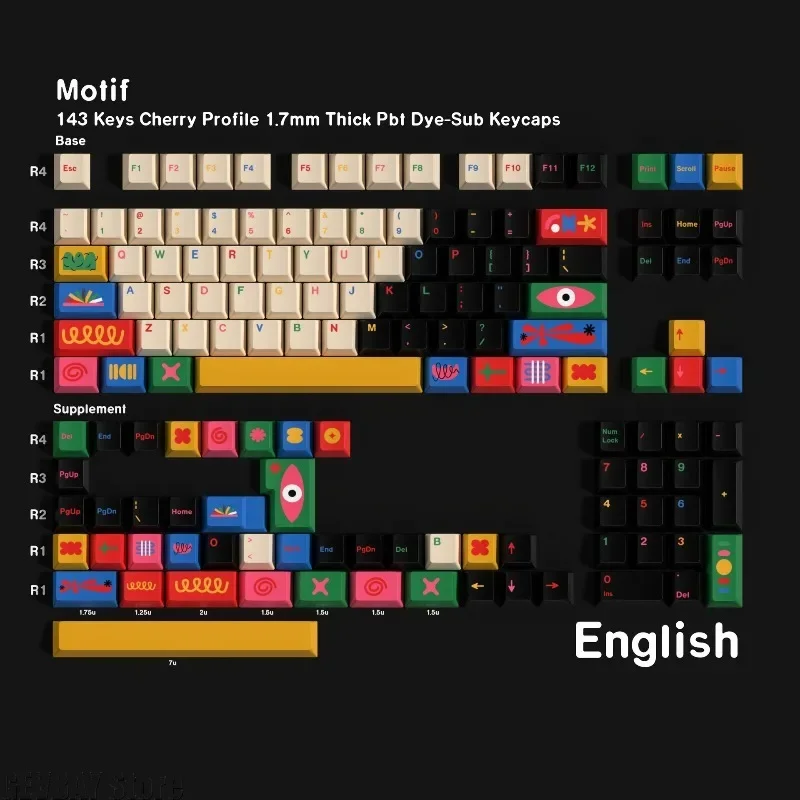 

Creative Keycaps 143 Keys Pbt Sublimation EN/KR/FR/DE/ES/JP GMK Replica for Mechanical Keyboard Keyboard Caps Accessories