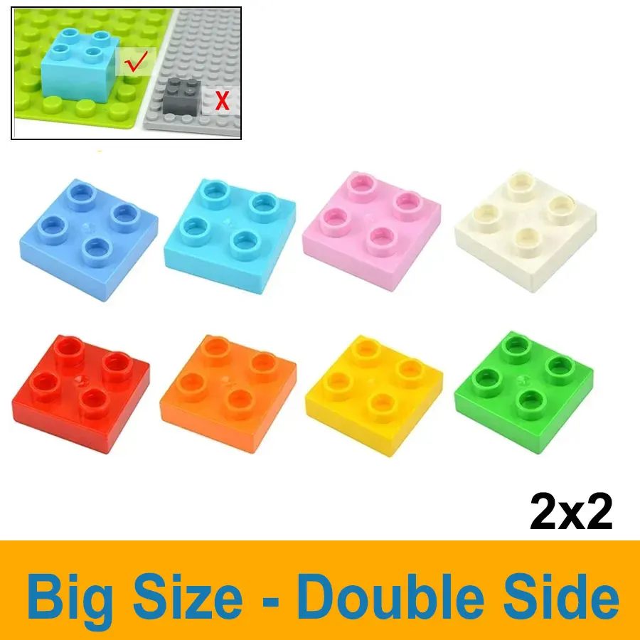 Moc Big Size Deeltjes 2X2 Stippen Dunne Figuren Bouwstenen Educatief Kinderspeelgoed Compatibel Met Groot Formaat Duplex Bakstenen Speelgoed