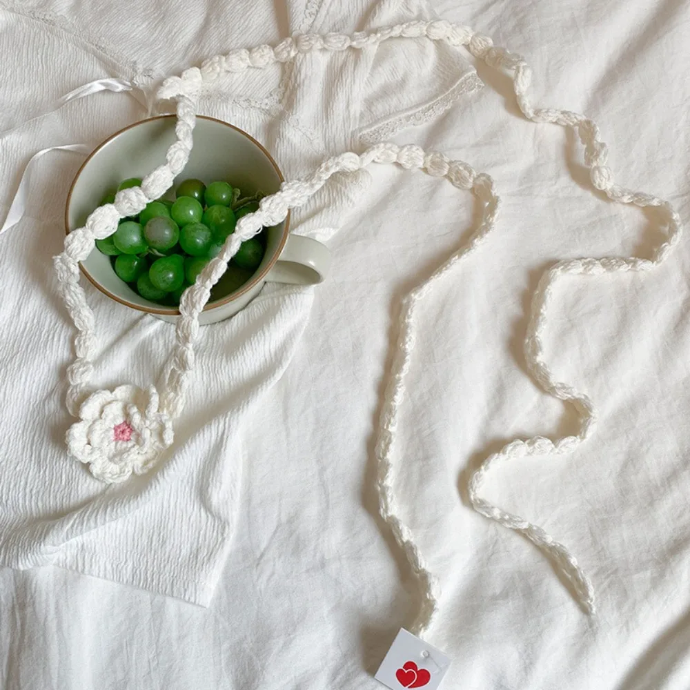 

Soft Korean Style Flower Knitted Scarf Thin Wool Rose Flower Shawl Elegant Dressing Decoration Long Narrow Scarves Ladies