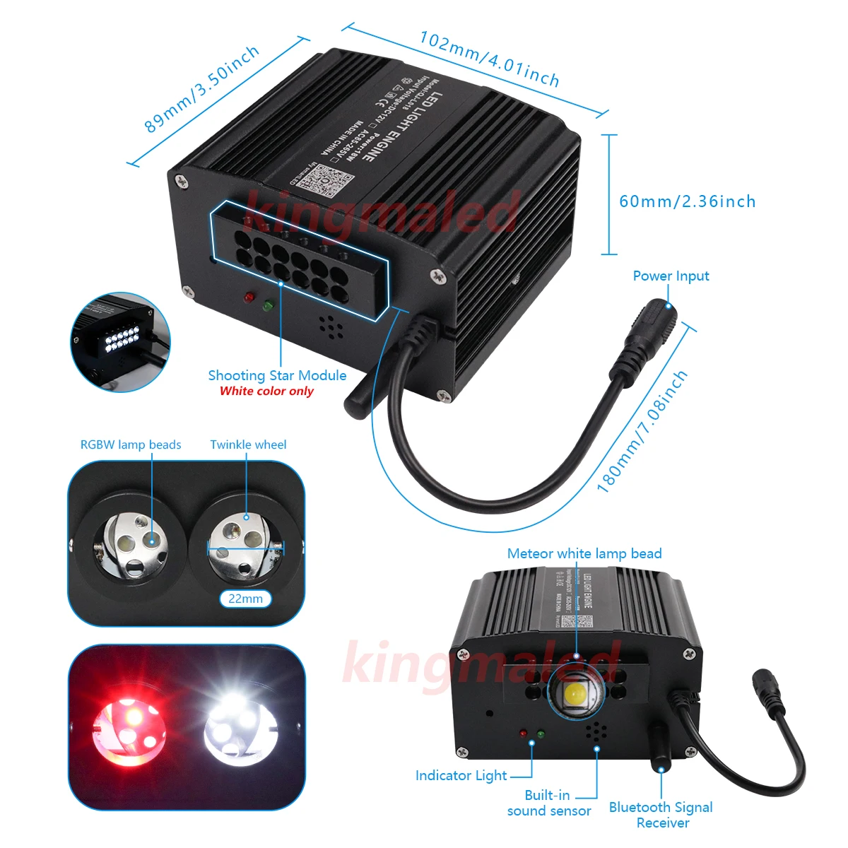 Kit de plafonnier étoile à Fiber optique double Port 18W RGBW, météore scintillante 2 en 1, lumières étoiles de prise de vue avec application pour plafond de ciel étoilé de voiture