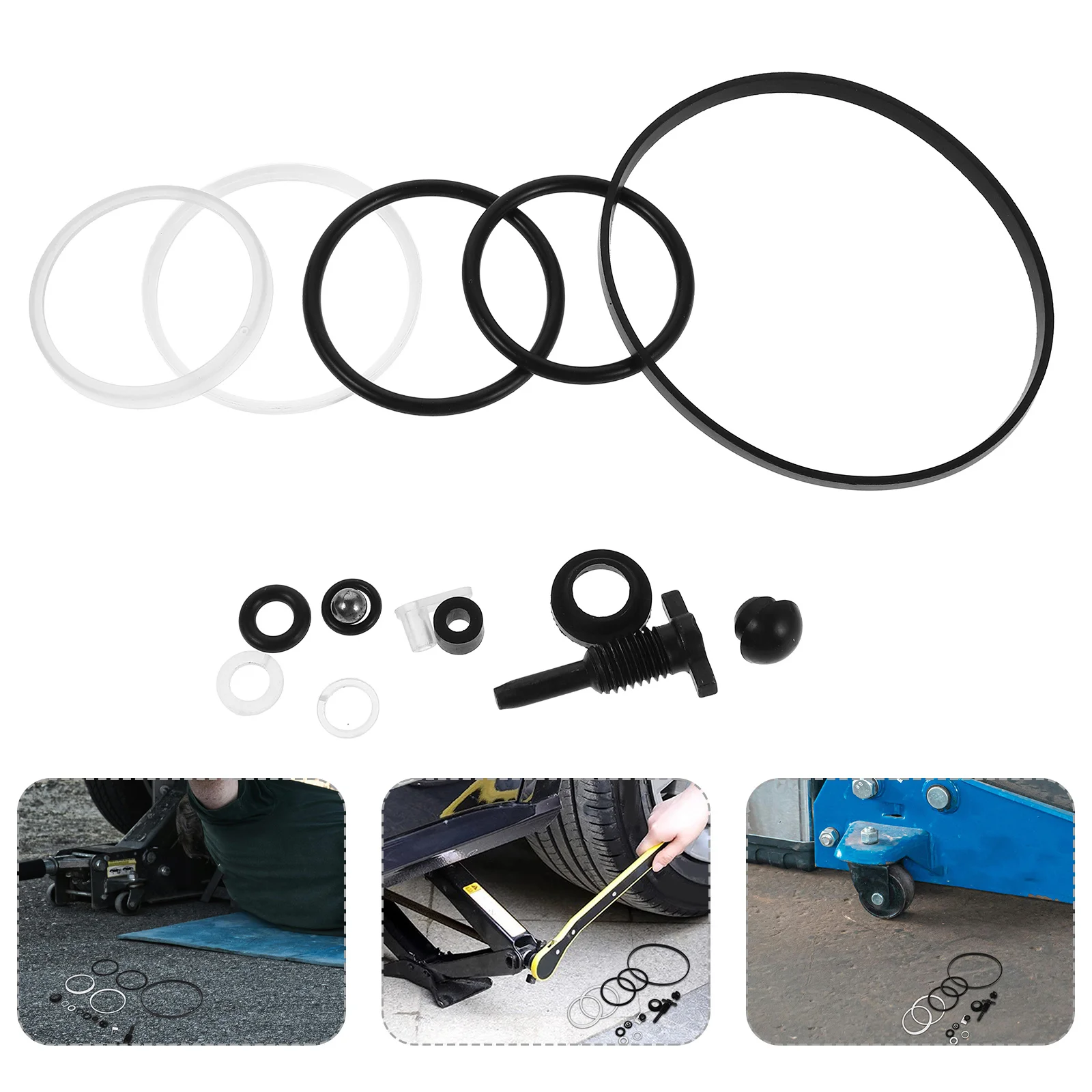 

17Pcs Hydraulic Jack Seal Kit Comprehensive Repair Parts Pump Core Dust Cover Return Valve Steel Ball Gas Pump for Gas Can