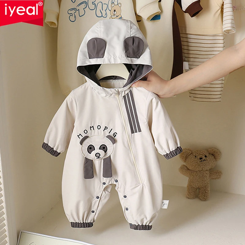 IYEAL Spring and Autumn New Baby Clothes Cartoon Super Cute Panda Hooded Outerwear One Year Old Baby jumpsuit Coat