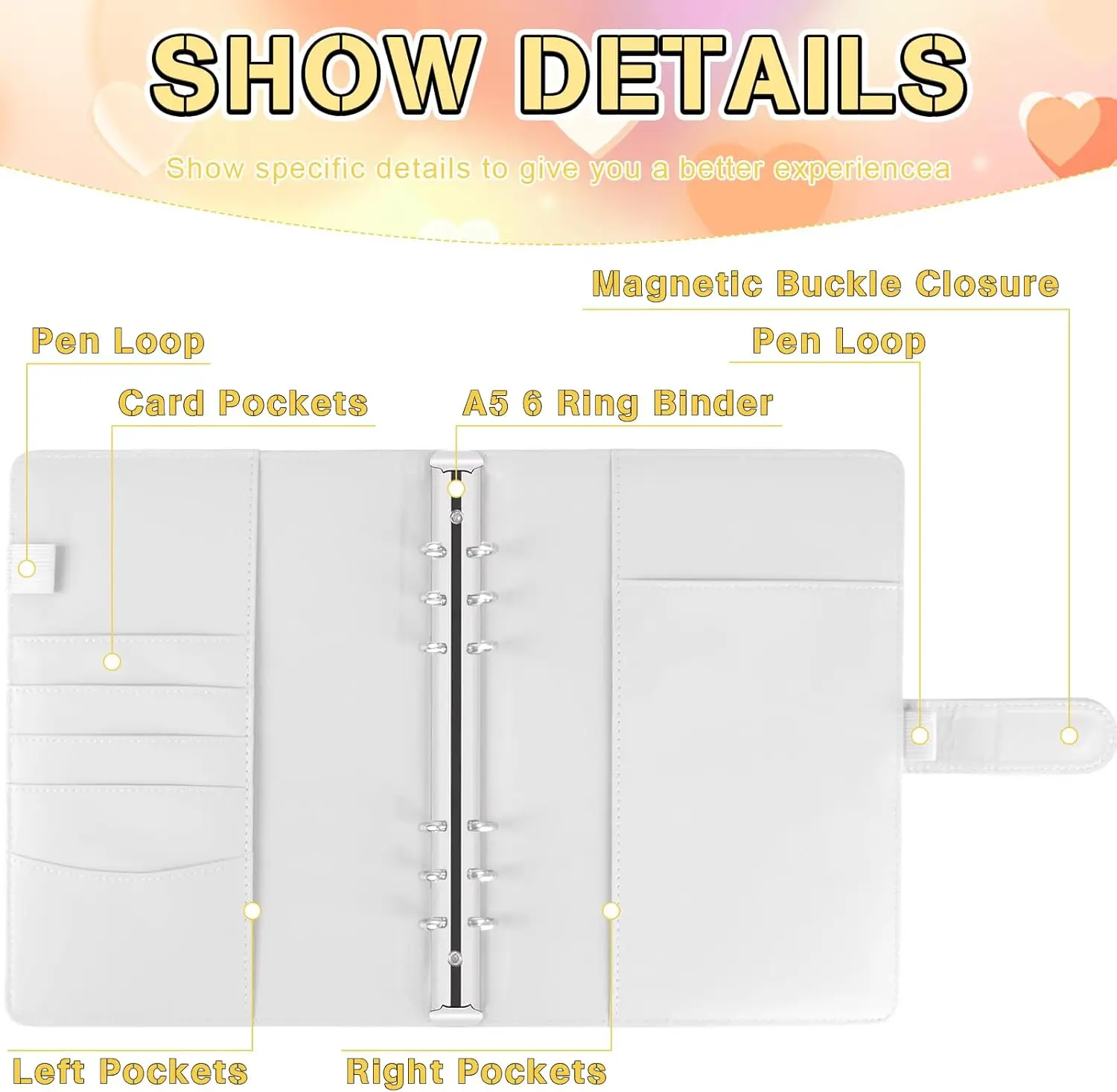 Kpop Photocard Binder, PU Leather A5 Photocard Holder with 10 Pockets,4 Photo Style Photo Card Album Trading Cards Organizer