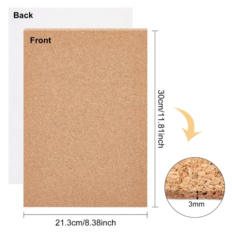 Cork Board 3mm Thickness Natural Wooden Sheets for Coasters Message Boards Hanging Decor DIY Crafts Supplies