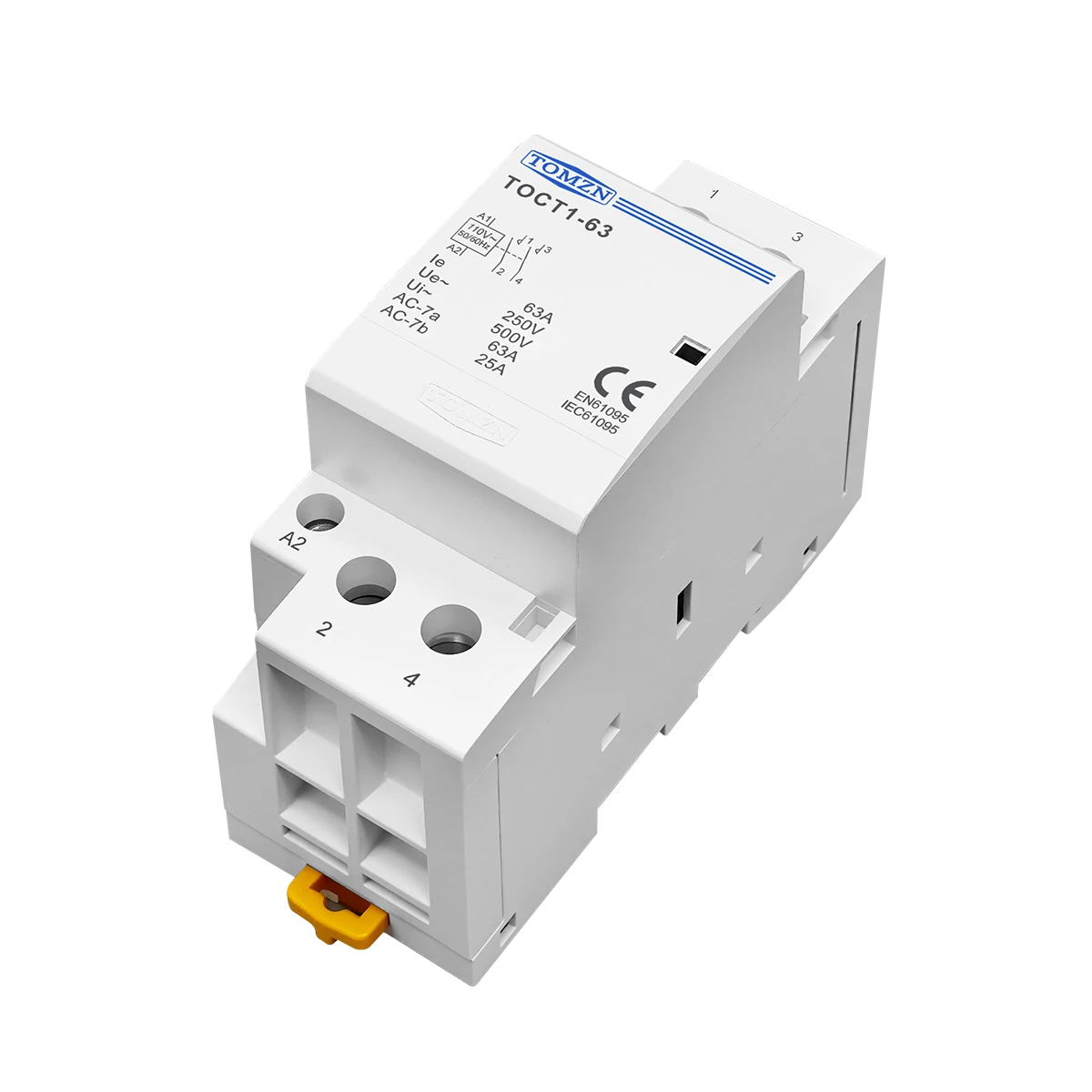 TOMZN TOCT1 2P 63A 110V COIL 230V/220V 50/60Hz Din Rail Household AC Modular Contactor 2NO  1NC 1NO