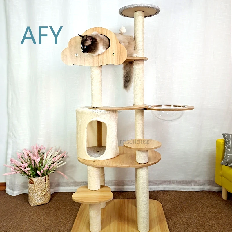 Modern Solid Wood Cat Climbing Frame for Pet Furniture for Cats for Scratching Board for Light Luxury Pet Supplies for