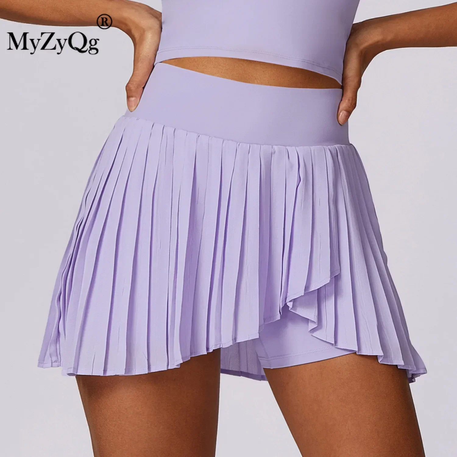 MyZyQg Women Casual Pleated Sports Short Skirt Quick-drying Tennis Culottes Anti-slip Fitness Pilates Short Skirt