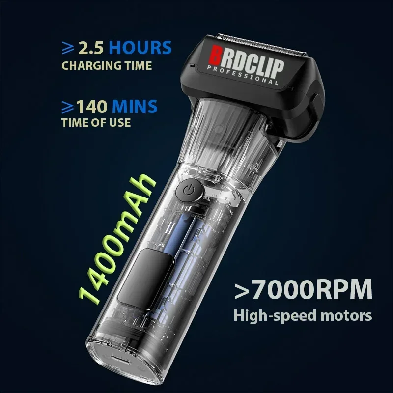 BRDCLIP FK705 7000RPM Professional Hair Clipper Trimmer Two Speed Adjustments LED Display Full Floating 5 Cutter Heads Shaver