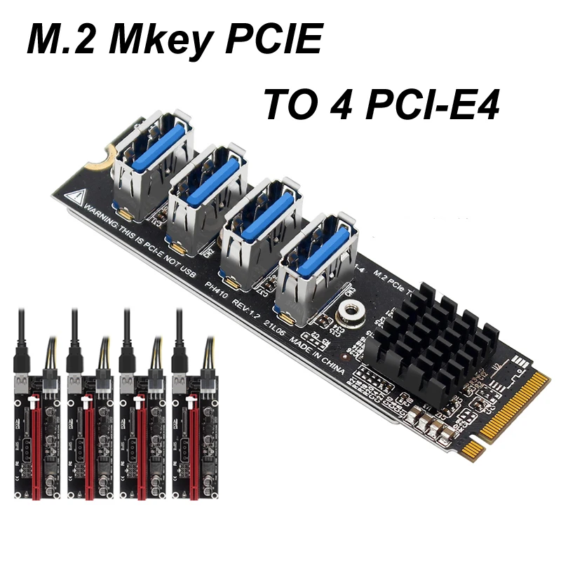 M.2 M klucz PCI-e Riser 4 piony do karta PCI 4-portowego moduł adaptera PCI-e X1 dla okna 1 do 4 karta rozszerzenia ASM1184E