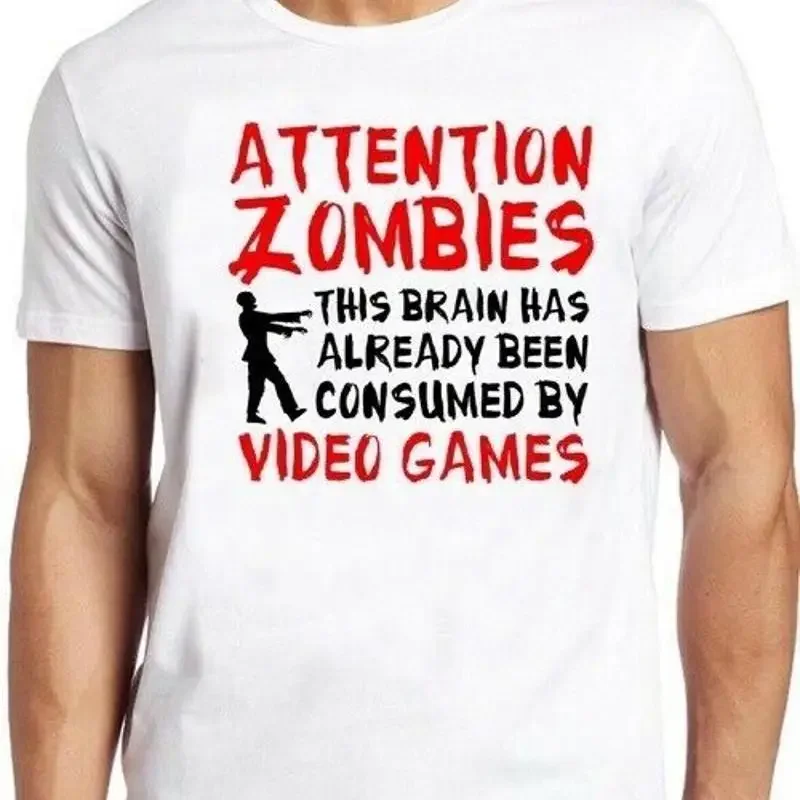 Attention Zombies Zombie Gamer Funny Birthday Cool Gift Tee T Shirt M290