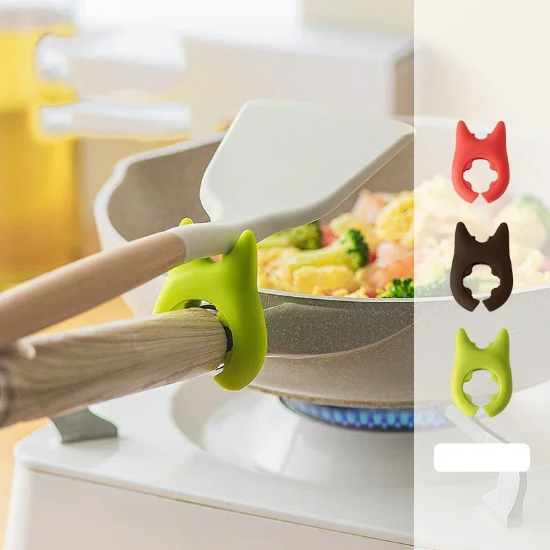 Multifunctional Spatula Holder Anti Scalding and Overflow Silicone Spoon Holder Clip Creative Integrated Devil Cooking Pot Clip