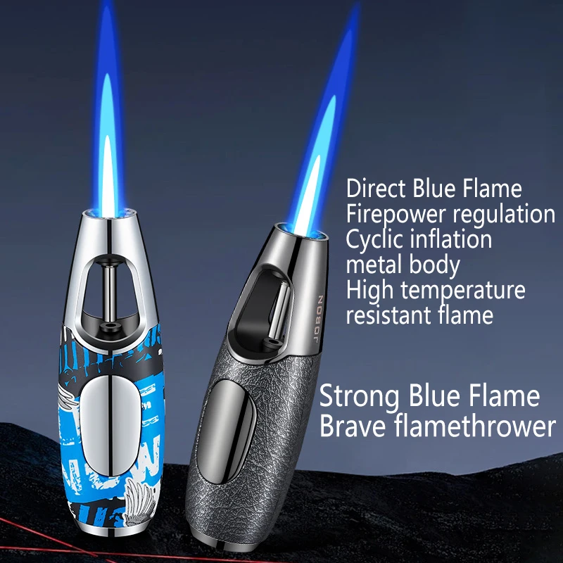 Men's metal blue flame point moxa bar cigar exclusive high-end light luxury compact windproof cigarette accessories