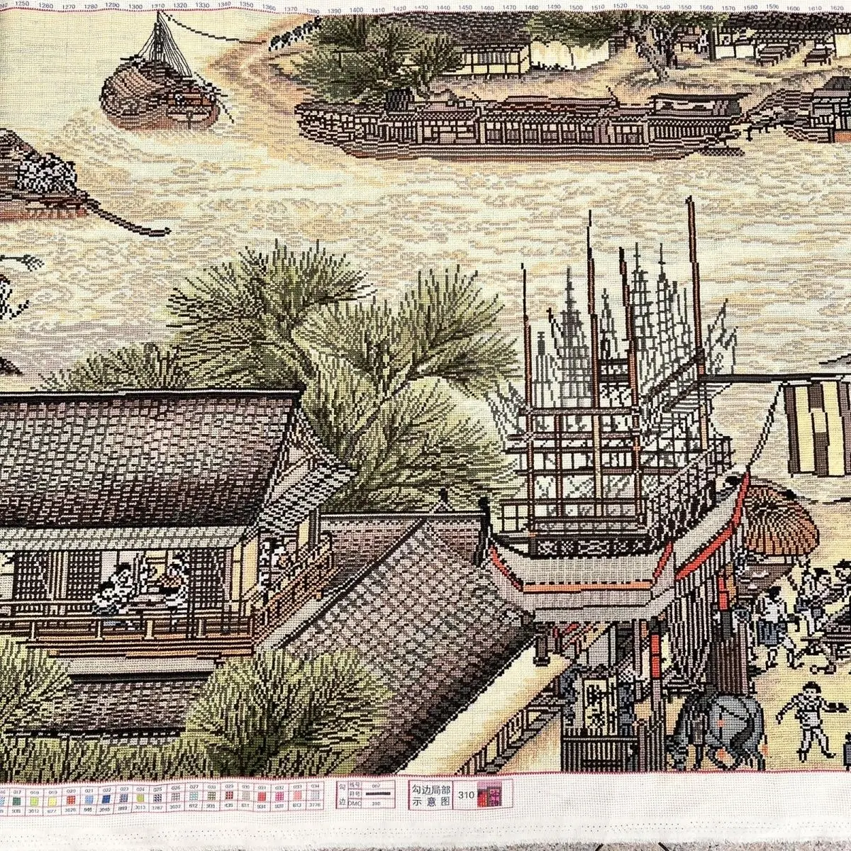 غرز متقاطعة مصنوعة يدويًا نقية، لوحات معلقة لغرفة المعيشة البانورامية، لوحات زخرفية