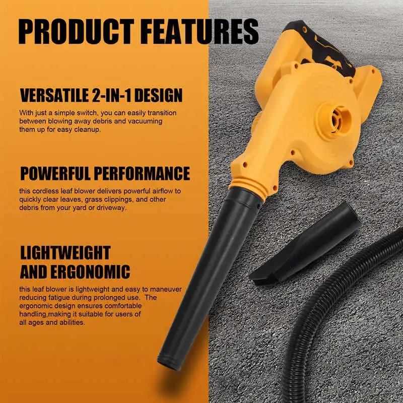 Brush Cordless Leaf Blower For Dewalt Battery 2-In-1 Air Blower And Vacuum (No Battery)