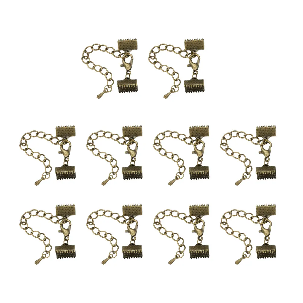 

10 Pcs Necklace Chain Rope Clip Plated Ribbon Ends Fastener Clasps Cord Jewelry