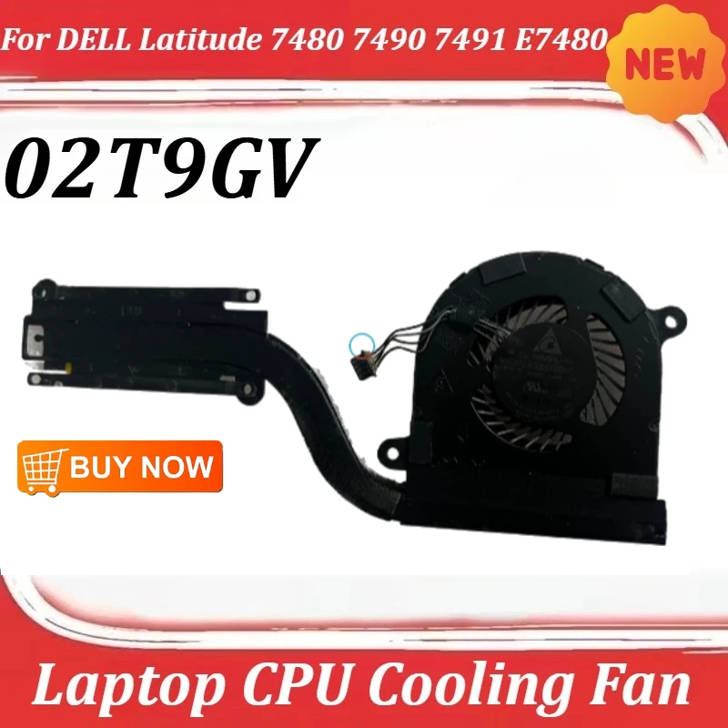For DELL Latitude 7480 7490 7491 E7480 Laptop CPU Cooling Fan Heatsink 02T9GV