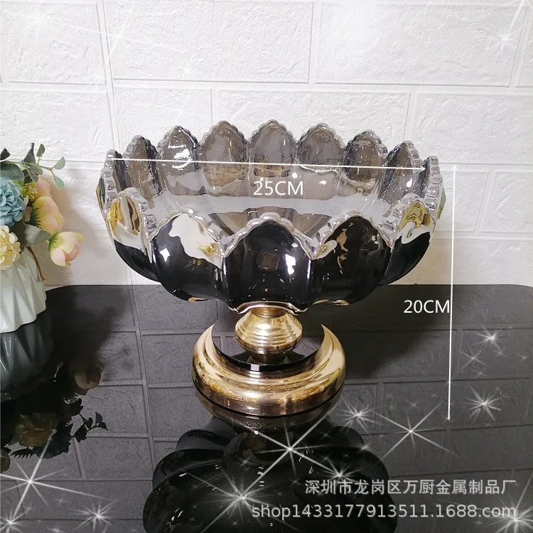 DSA fruit plate snack plate creative modern living room coffee table household light luxury large crystal glass double fruit