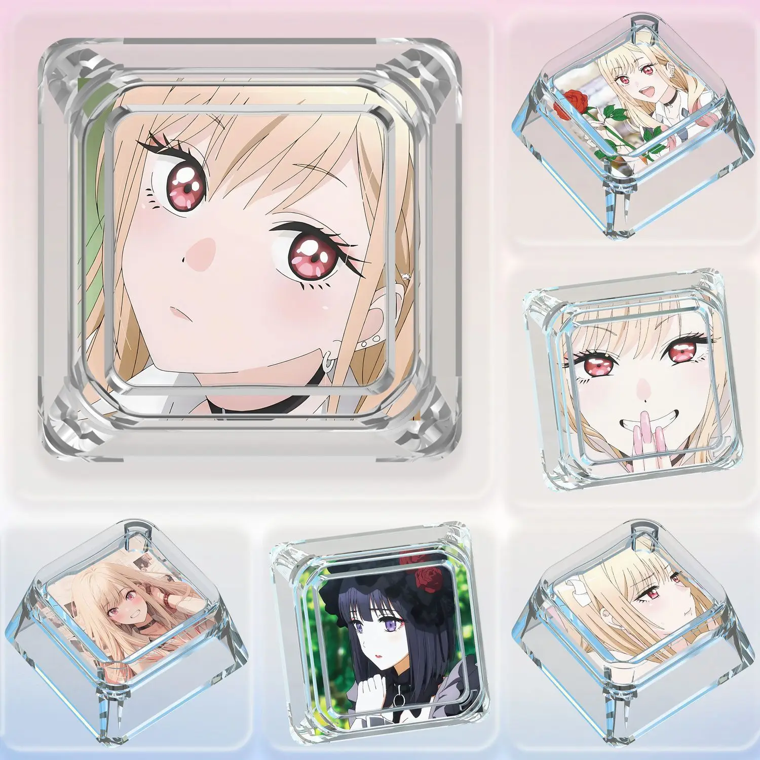 Cartoon Kitagawa Marin Mechanical Keyboard Personalized Keycaps Cross Axis Body Keyboard Cap Transparent Keycaps Anime Gift Toy