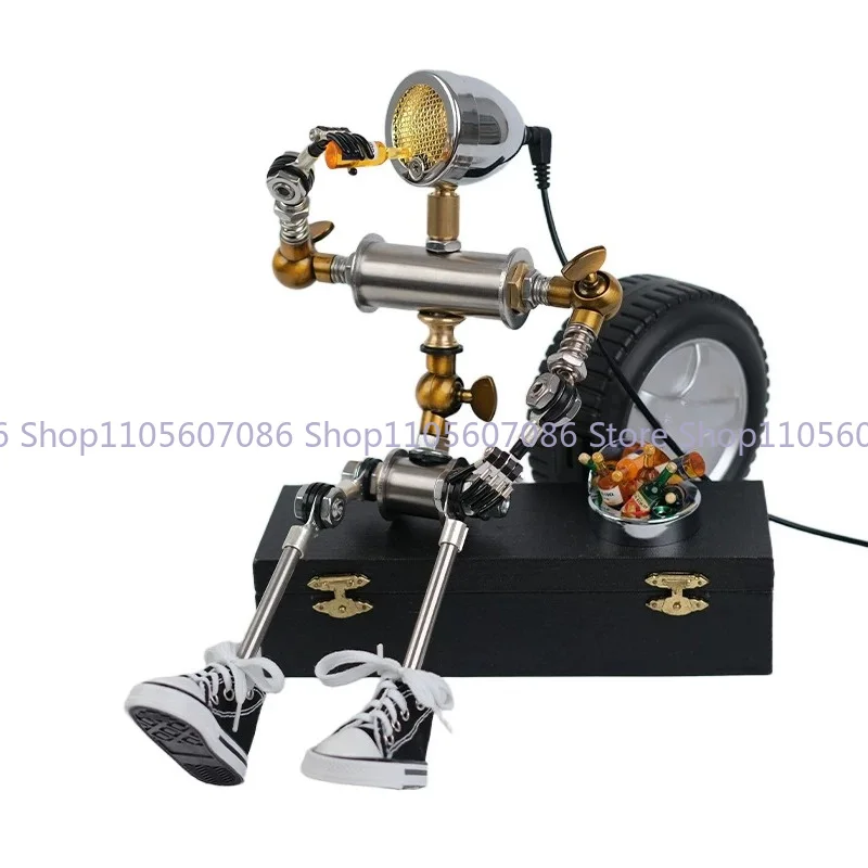 Industrial Style Computer Atmosphere Light Punk Handmade Robot Desktop Ornament