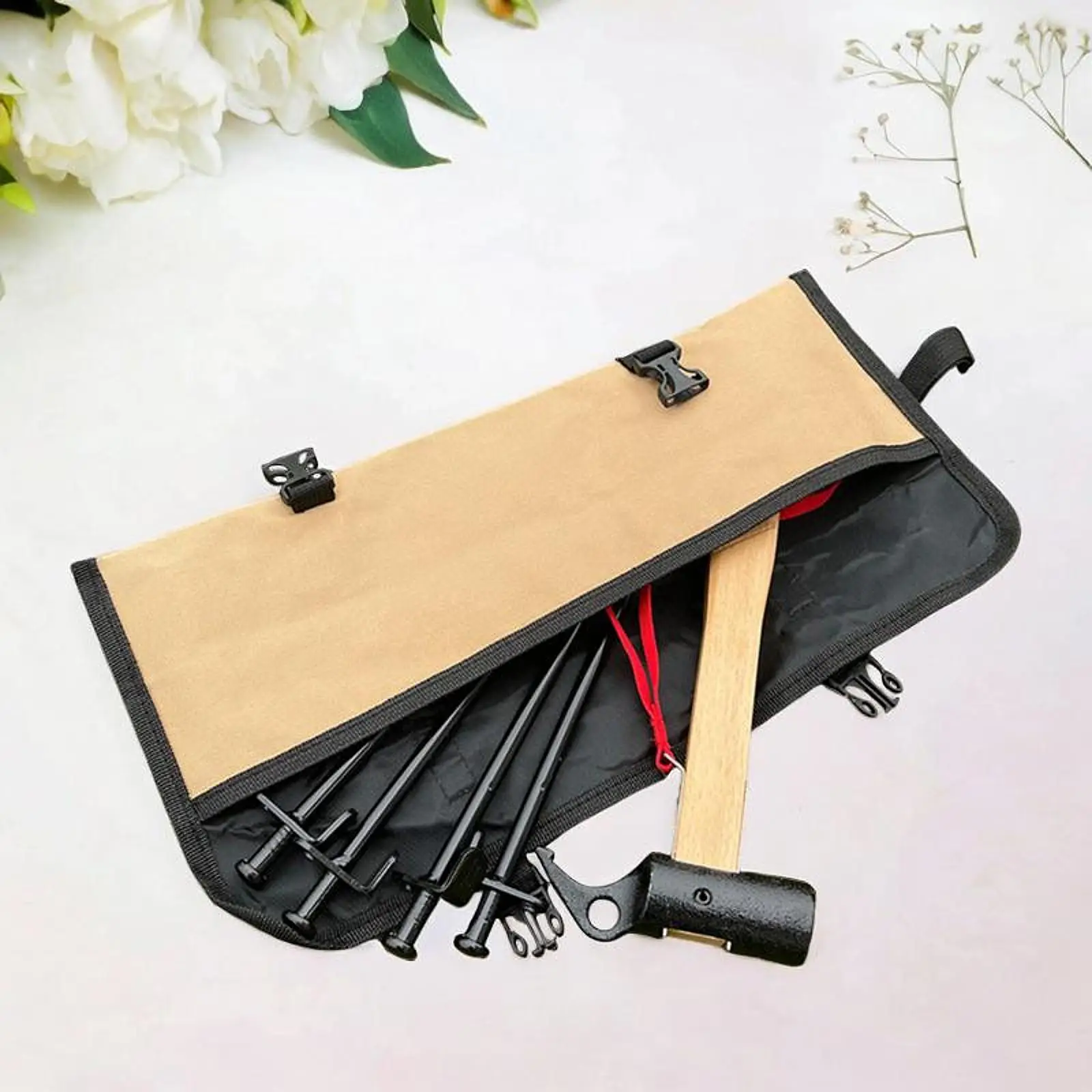 Tent Stakes Storage Bag Tent Peg Bag Portable Ground Nail Carry Bag Tent Accessories Organizer for Picnic Traveling Gardening