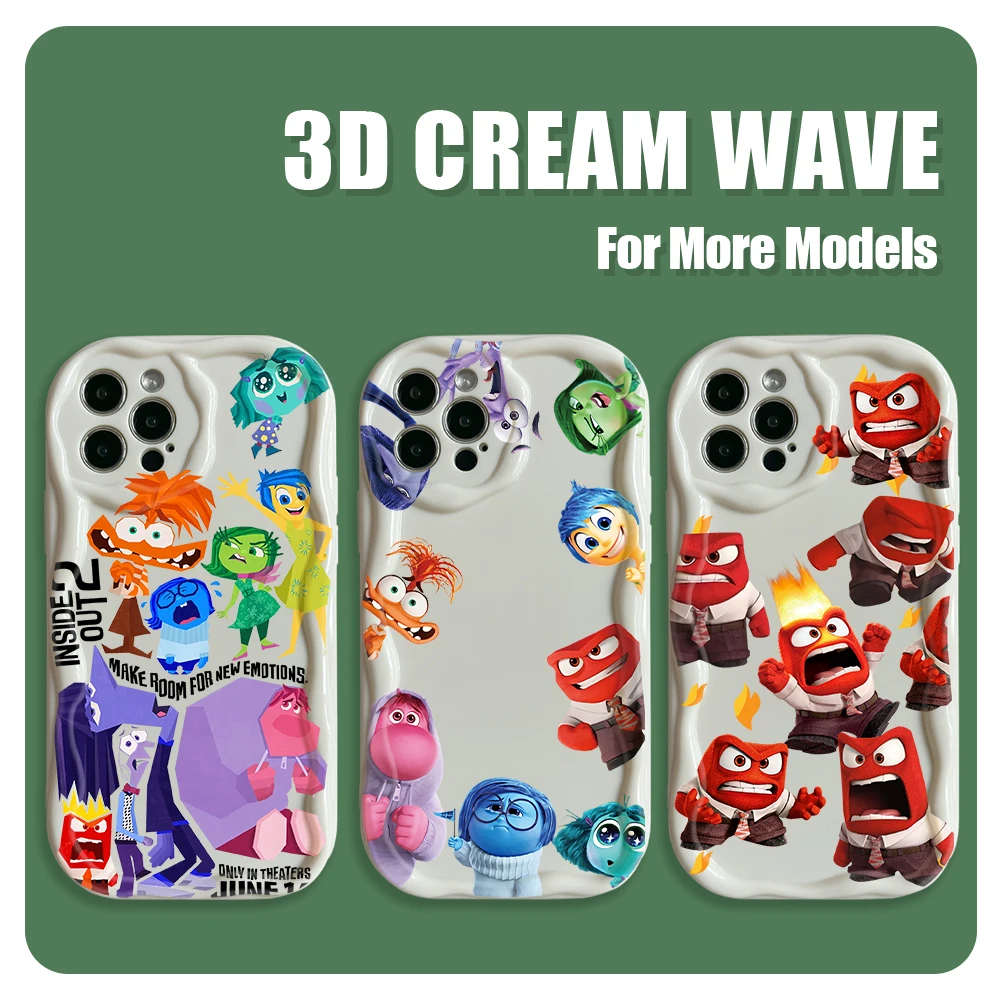 Inside Out Joy Phone Case for Vivo Y50 Y36 Y35 Y30 Y28 Y22 Y21 Y20 V40 V30e V27e V23 V23e S12 4G 5G 3D Creamy Wave Soft Cover