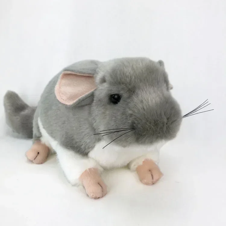 Jouets en peluche de chinchillas réalistes de simulation, animaux en peluche doux, poupée d'anniversaire, cadeaux de Noël, zoo drôle, 36cm