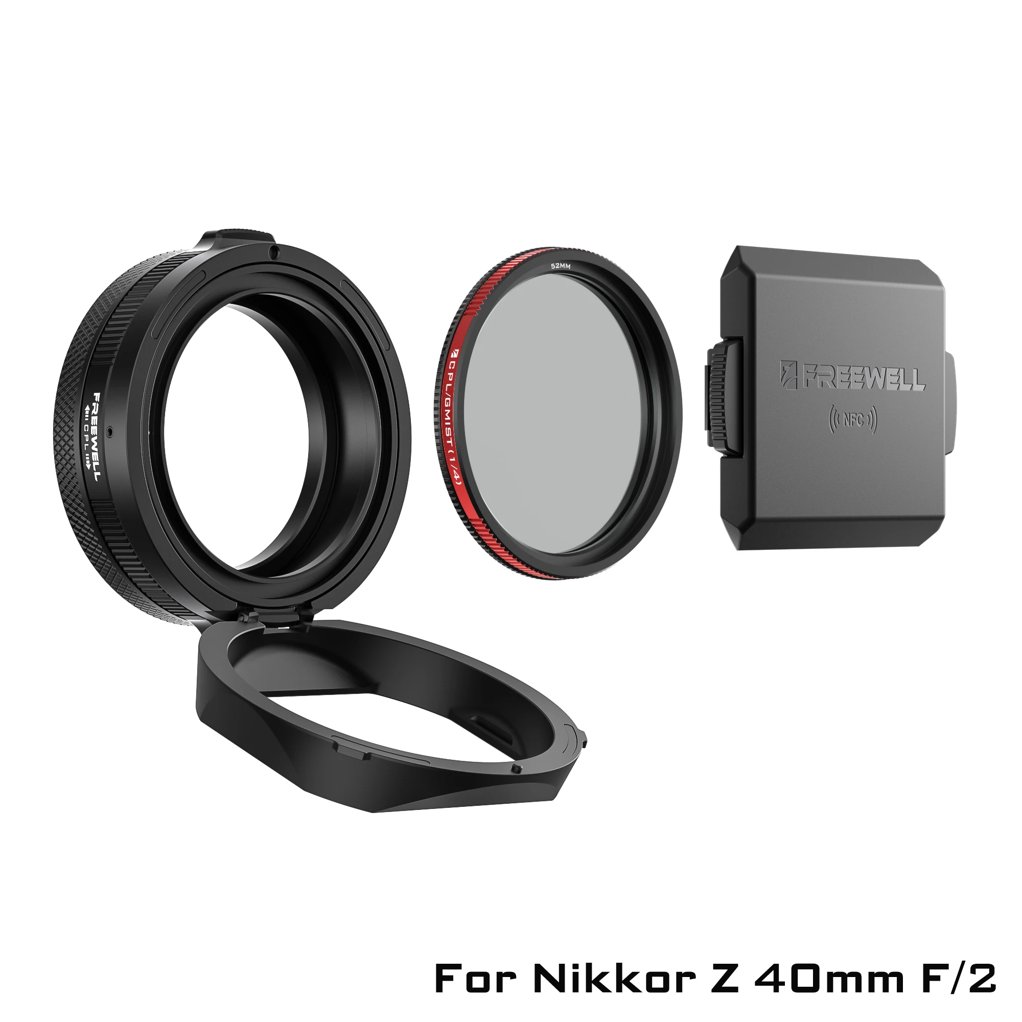 Freewell CNC aluminium zonnekap met hybride CPL/zwarte mist 1/4 filter voor Nikkor Z 40mm F/2 camera fotografie accessoires